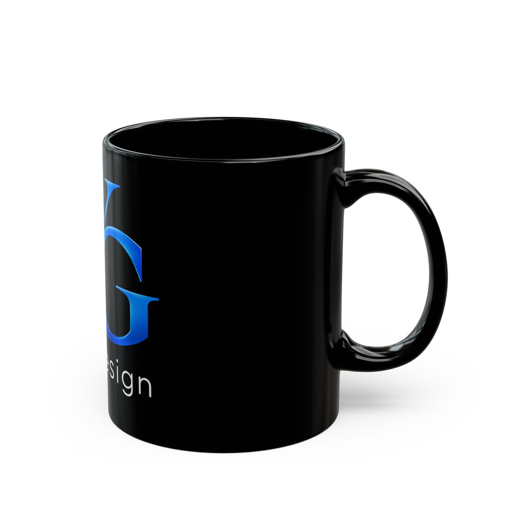 Black Logo Mug — WG Design Blue Monogram Coffee Cup (11oz & 15oz)