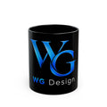 Black Logo Mug — WG Design Blue Monogram Coffee Cup (11oz & 15oz)