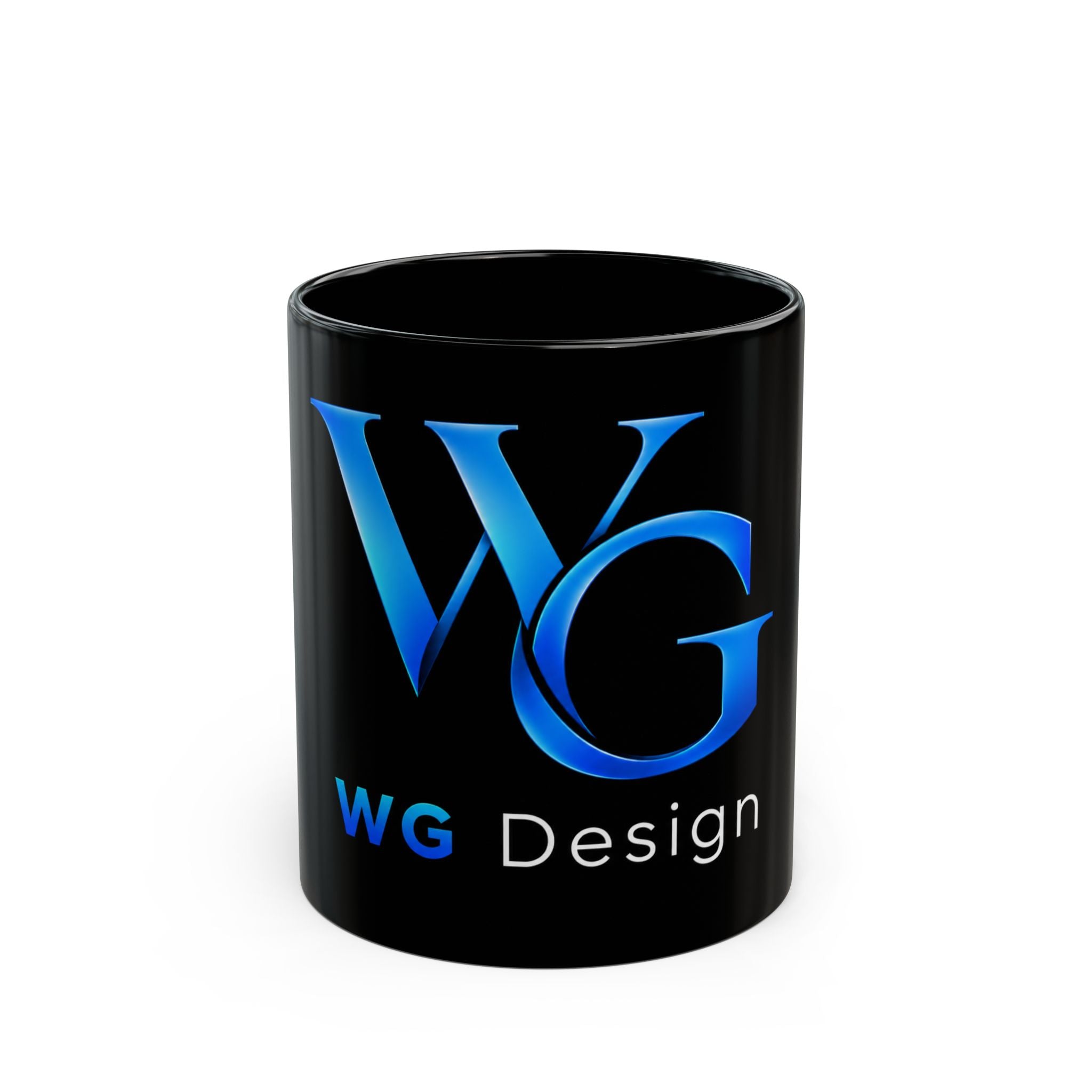 Black Logo Mug — WG Design Blue Monogram Coffee Cup (11oz & 15oz)