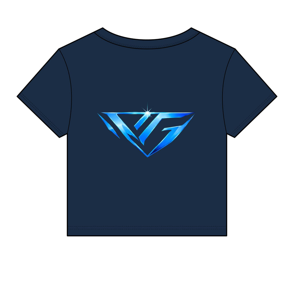 Women's Baby Tee — Blue Crystal VG Logo Crop Top
