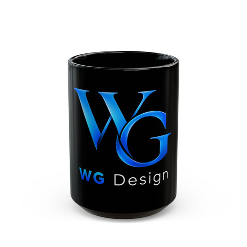 Black Logo Mug — WG Design Blue Monogram Coffee Cup (11oz & 15oz)