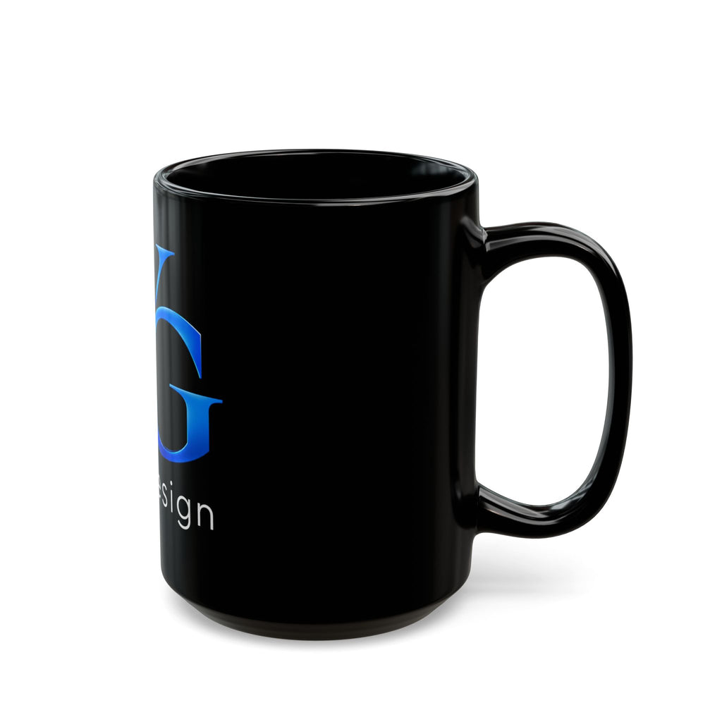 Black Logo Mug — WG Design Blue Monogram Coffee Cup (11oz & 15oz)