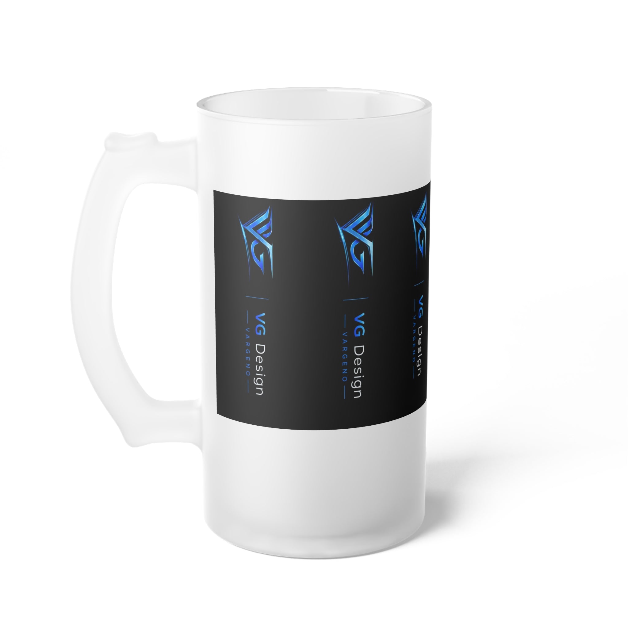 Frosted Glass Beer Mug with Blue VG Logo – Branded Frosted Pint Glass
