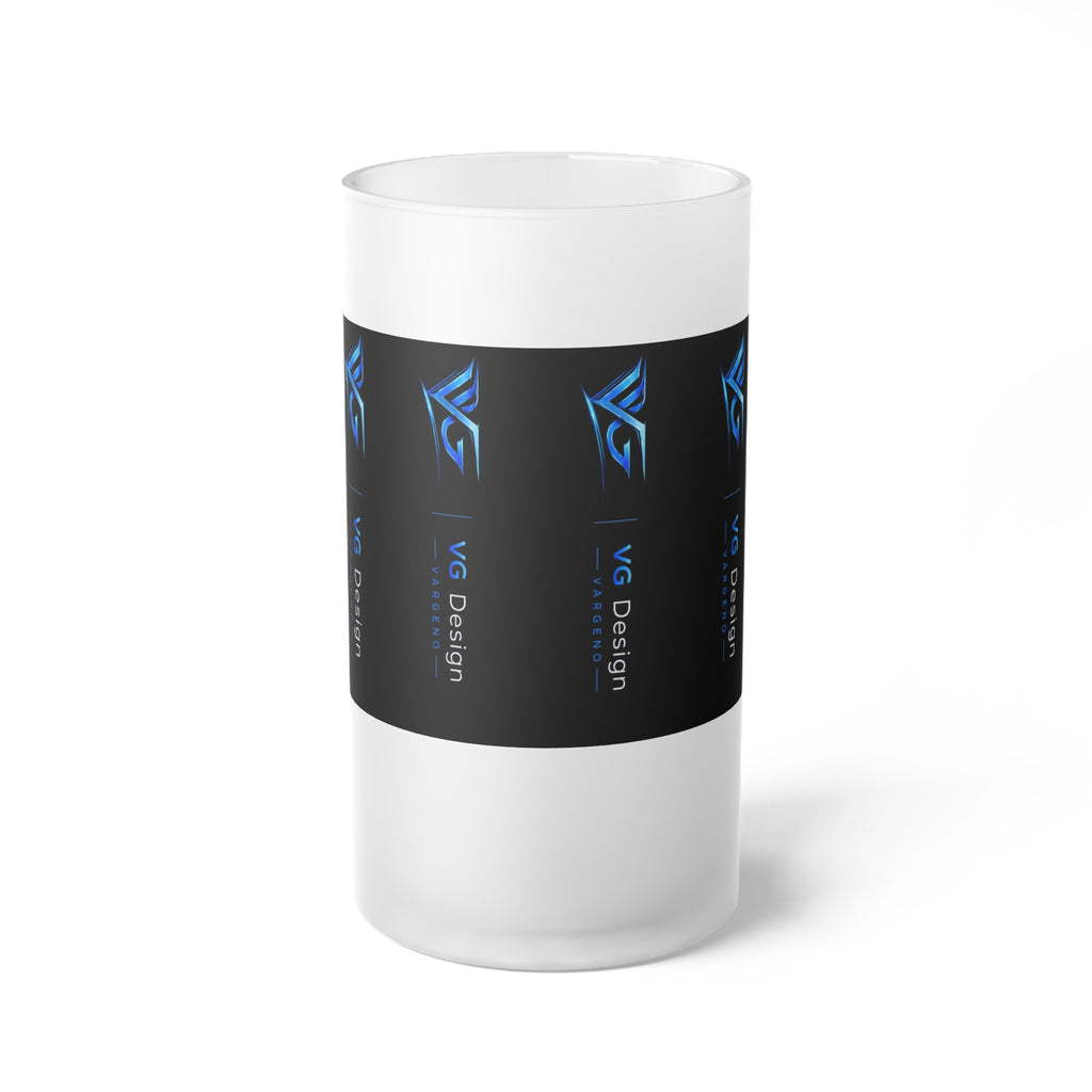 Frosted Glass Beer Mug with Blue VG Logo – Branded Frosted Pint Glass