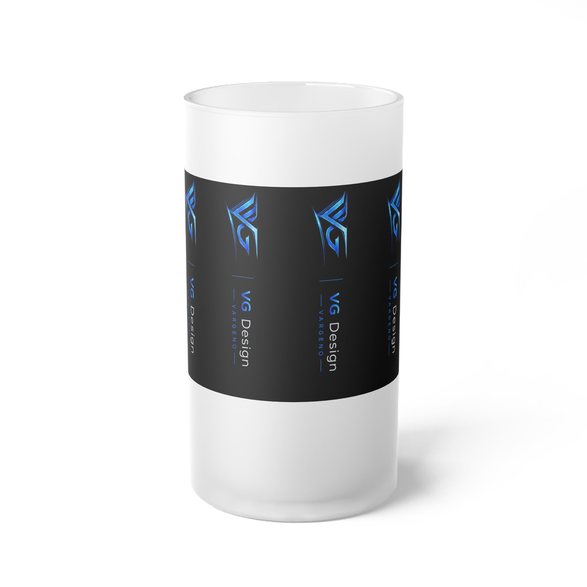 Frosted Glass Beer Mug with Blue VG Logo – Branded Frosted Pint Glass