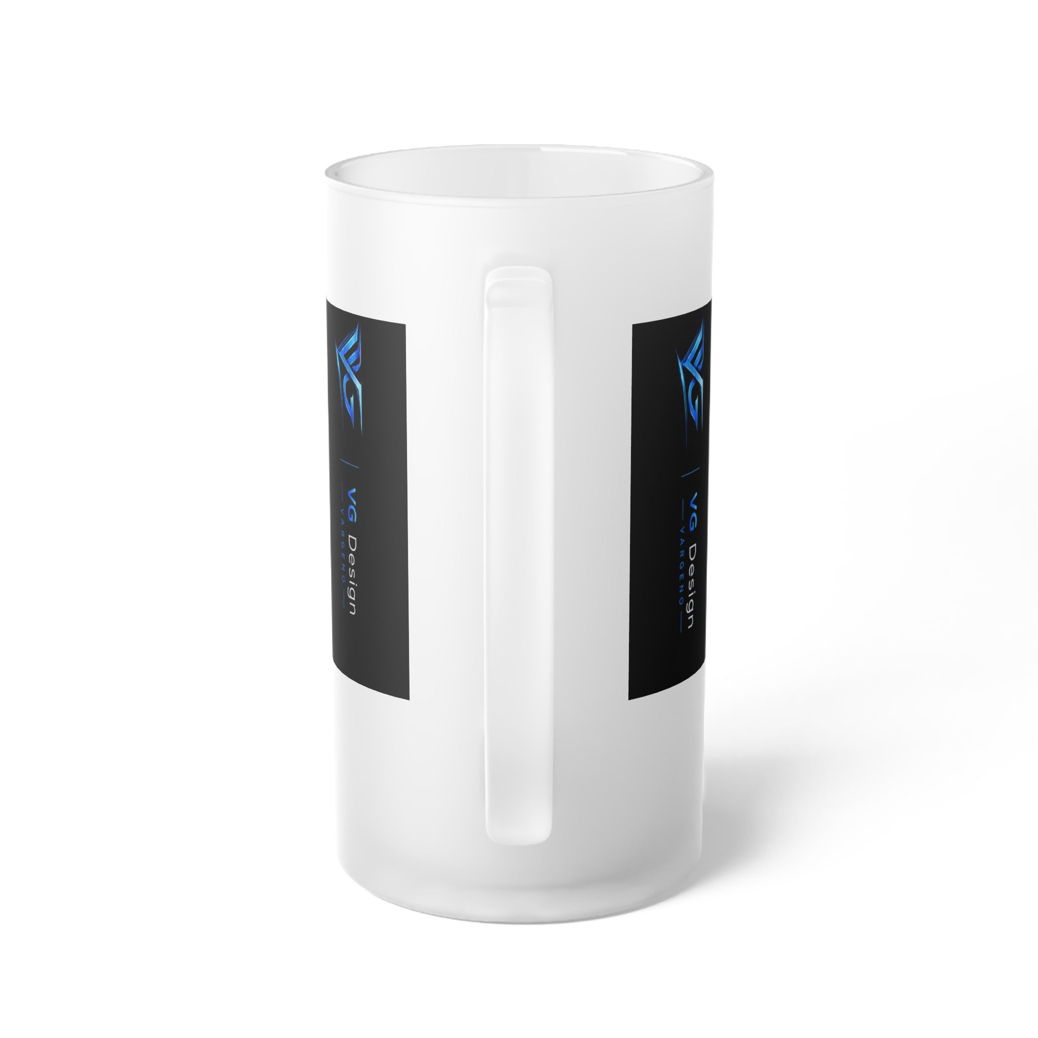 Frosted Glass Beer Mug with Blue VG Logo – Branded Frosted Pint Glass