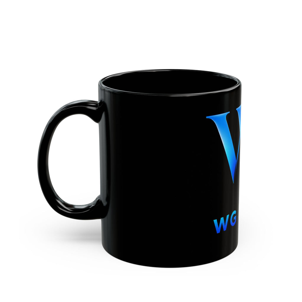 Black Logo Mug — WG Design Blue Monogram Coffee Cup (11oz & 15oz)