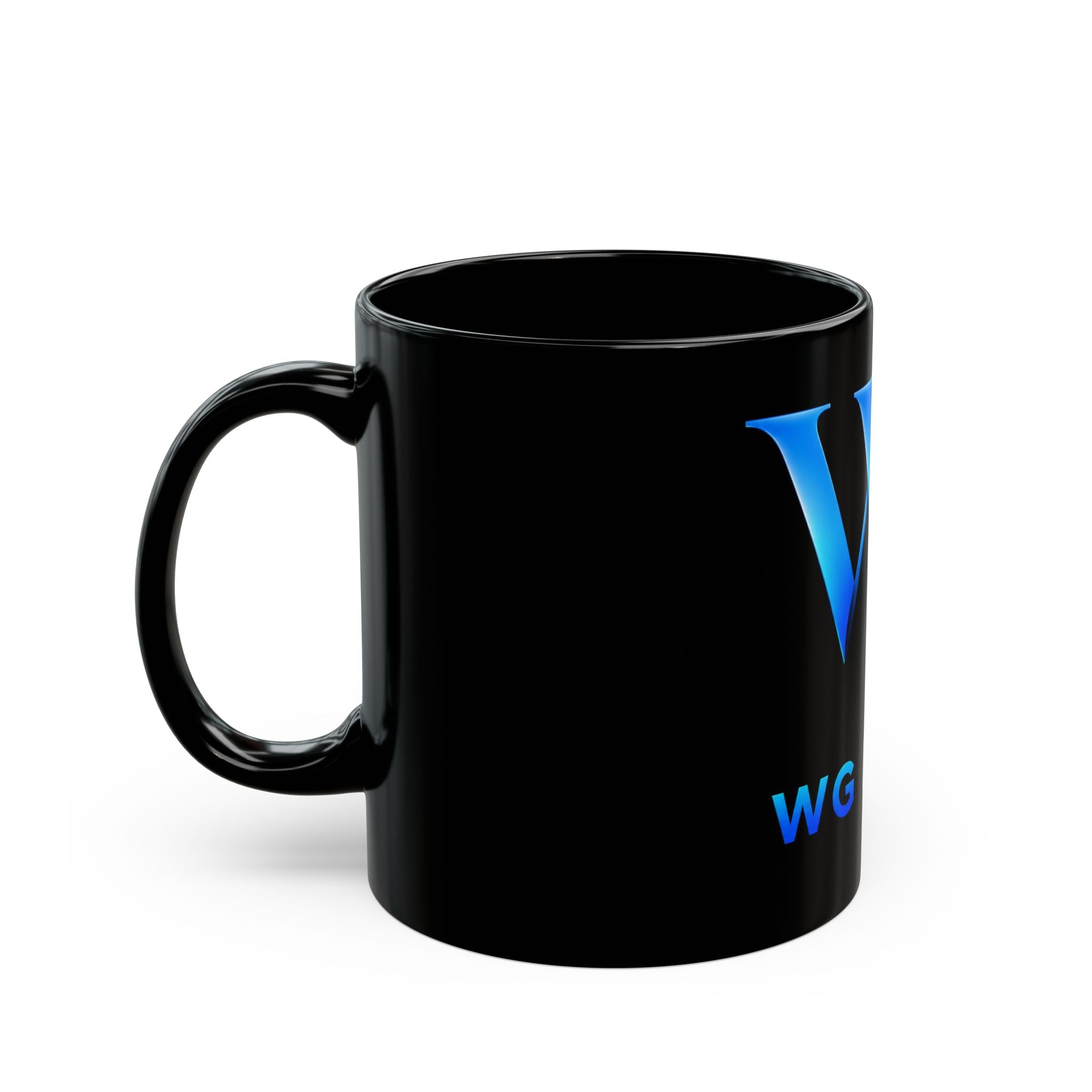 Black Logo Mug — WG Design Blue Monogram Coffee Cup (11oz & 15oz)