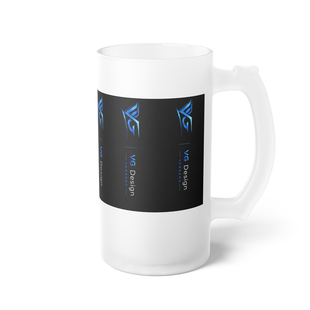 Frosted Glass Beer Mug with Blue VG Logo – Branded Frosted Pint Glass